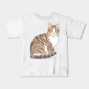 Brown and White Tabby Cat Kids T-Shirt